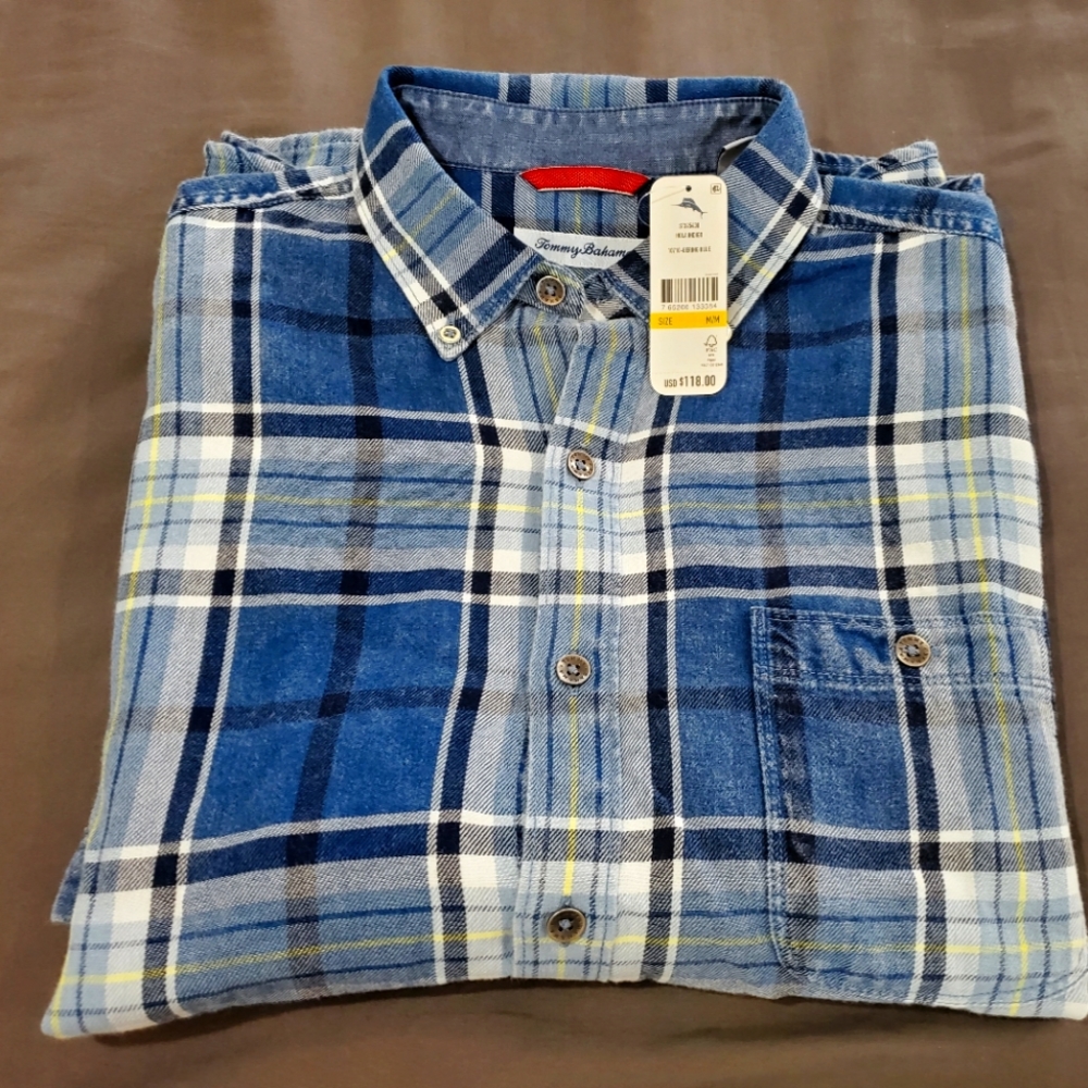 TOMMY BAHAMAS Hola Indigo Short Sleeve Woven Shirt Men Medium